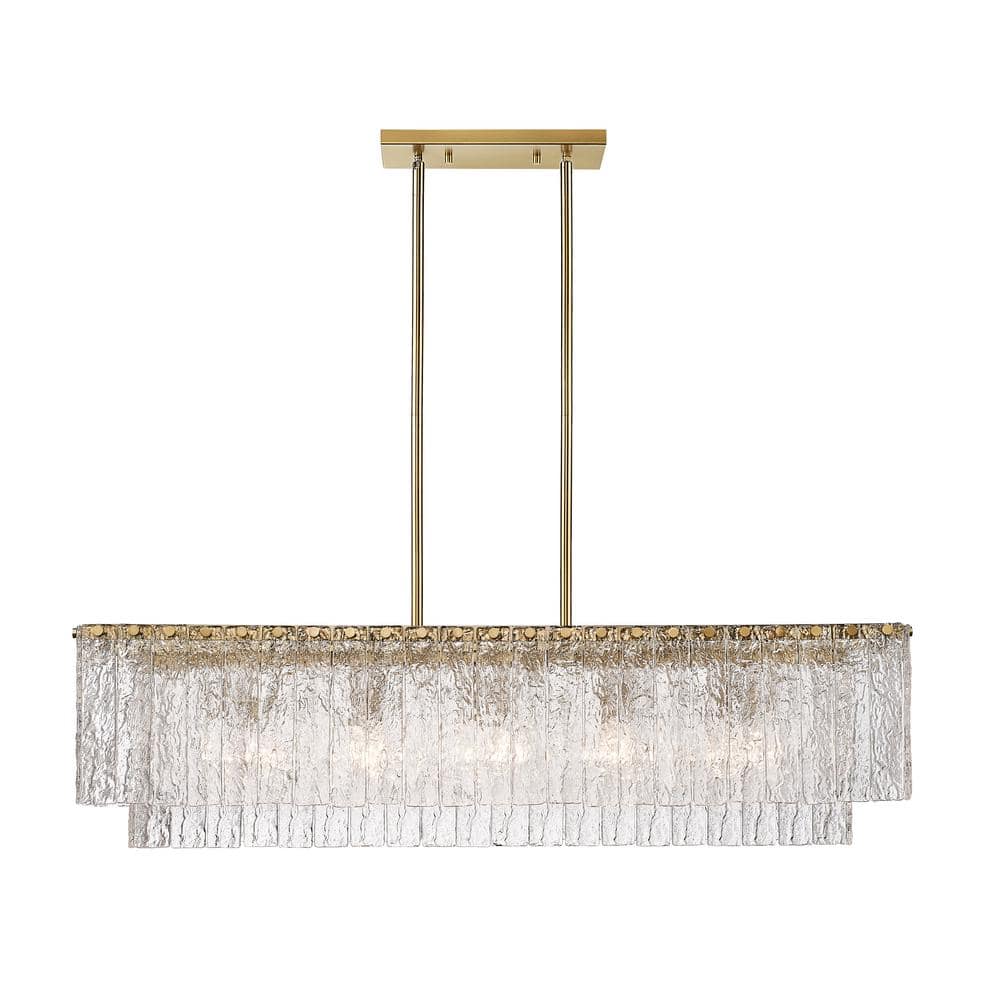 Modern Gold and Glass 5-Light Linear Chandelier