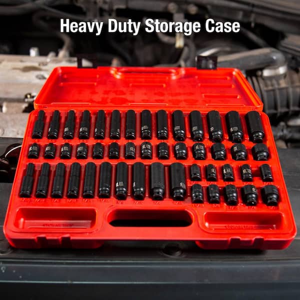 SUNEX TOOLS 1/4 in. Drive SAE and Metric Impact Socket Set (48