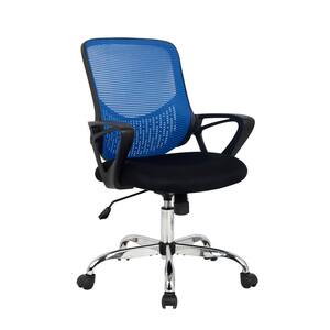 23.6 in. Width Standard Blue Fabric Ergonomic Chair with Wheels