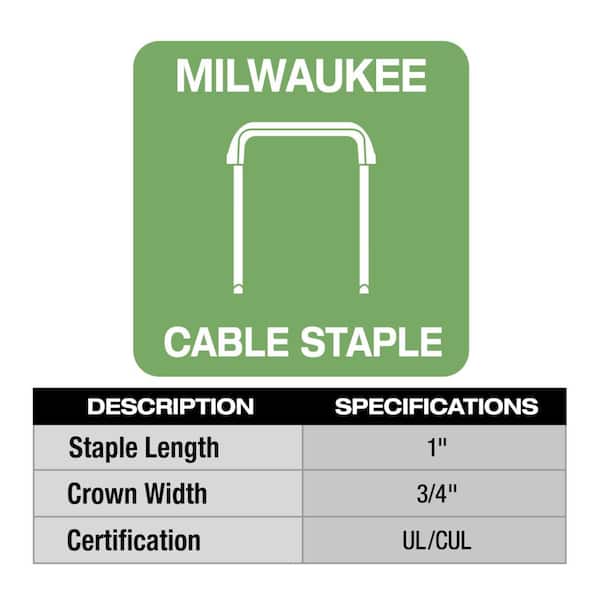 M12 12-Volt Cordless Cable Stapler with 1 in. Insulated Cable Staples for M12 Cable Stapler 600 Per Box (3-Pack)