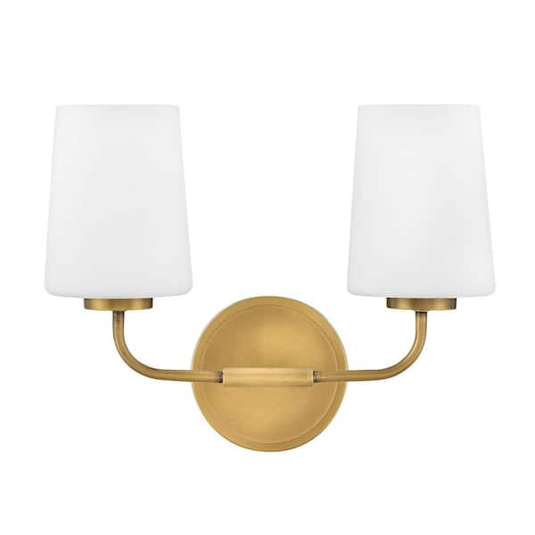 Kline 14.25 in. 2 Light Heritage Brass Vanity Light