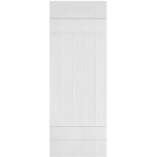 Ekena Millwork 17-1/2 in. x 45 in. Lifetime Vinyl Custom Five Board Joined Board and Batten Shutters Pair Paintable