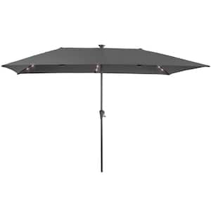 10 x 6.5 ft. Steel Solar-powered Double-Sided Market Patio Umbrella Large Canopy Outdoor Table Umbrella in Anthracite