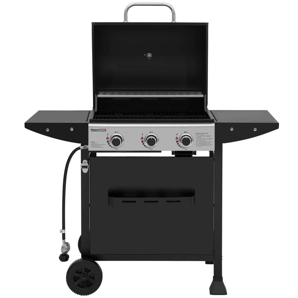 Royal Gourmet 3-Burner Black Propane Gas Grill with Stainless Steel