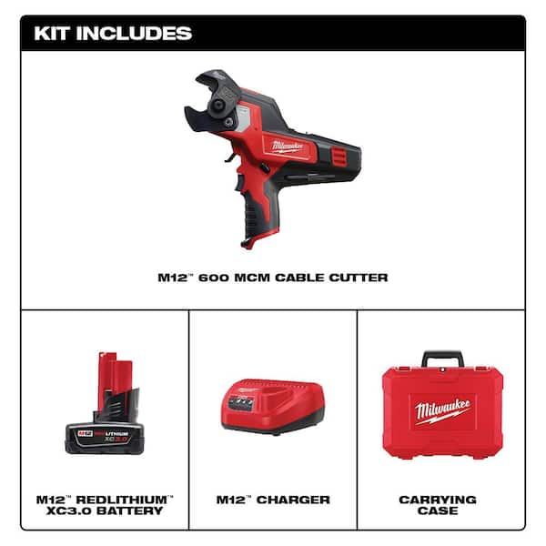 M12 12-Volt 600 MCM Cable Cutter Kit with M12 12-Volt Lithium-Ion CP High Output 2.5 Ah Battery Pack