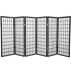 4 ft. Short Window Pane Shoji Screen - Black - 6 Panels