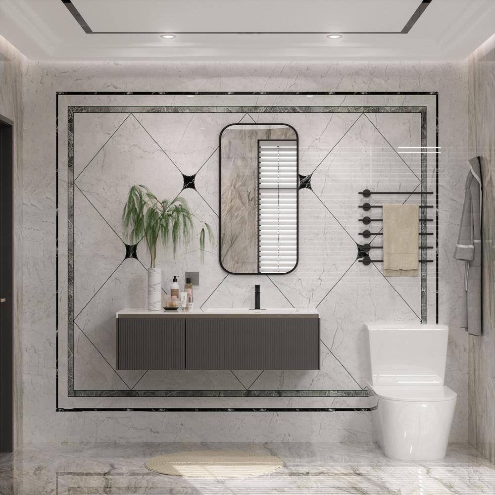 Matte Black Single Handle Mid Arc Bathroom Faucet