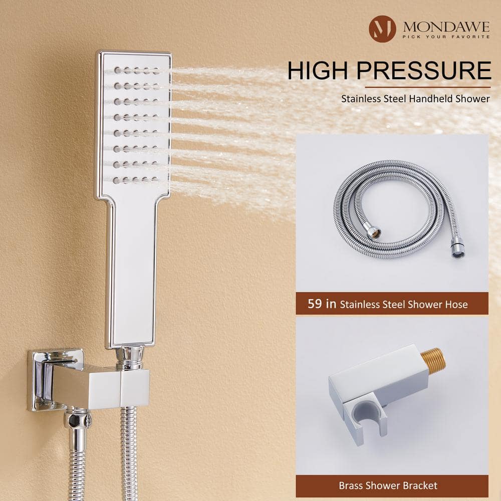 22" Chrome Dual Shower System with Digital Display and Body Jets