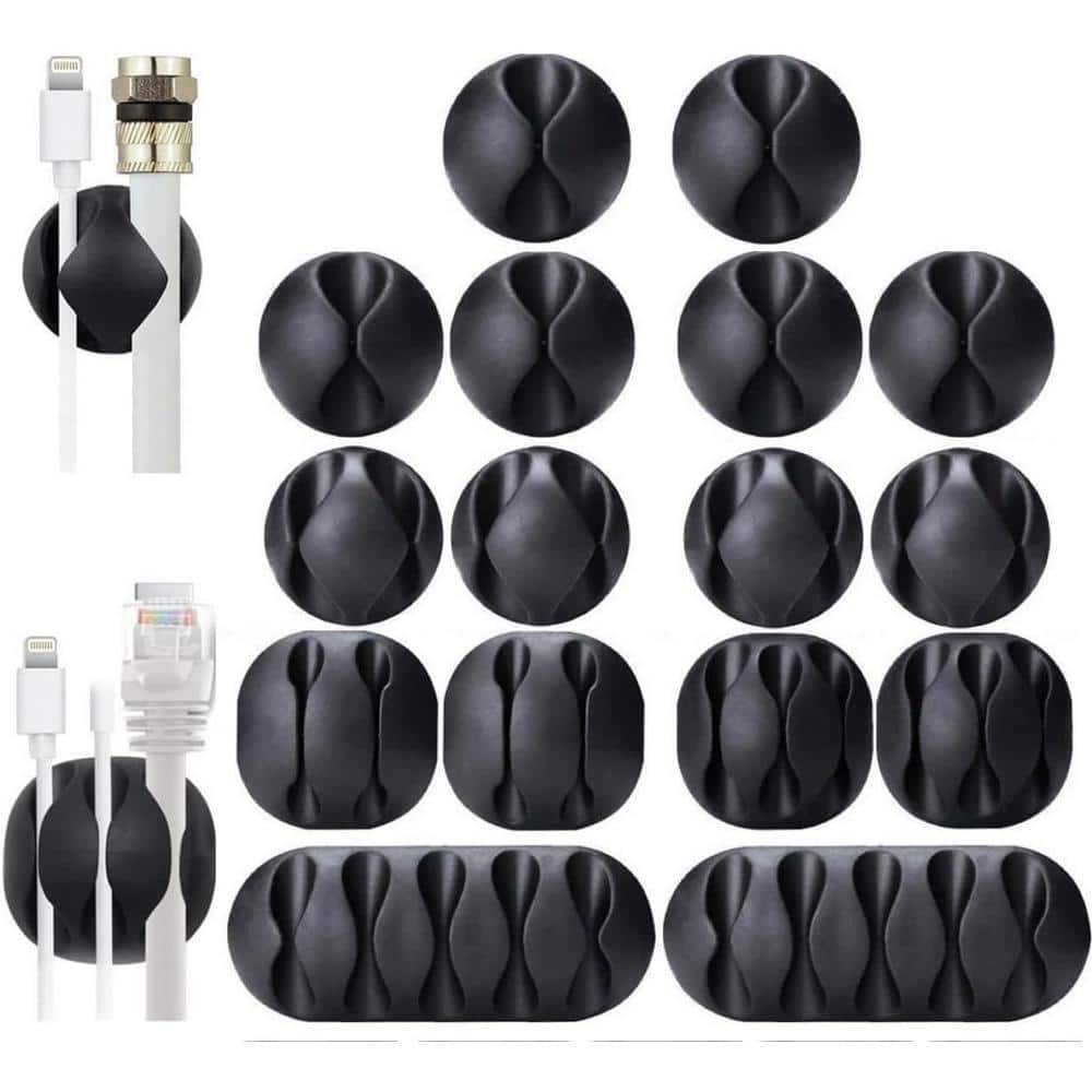 Multi-Purpose Cable Clips, Black Self Adhesive Cord Holder, Ideal Cable Man