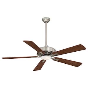 Contractor 52 in. Integrated LED Indoor Brushed Nickel with Dark Walnut Ceiling Fan with Light with Remote Control
