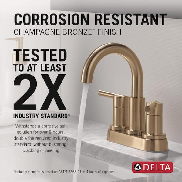 Delta Nicoli Gold 4 in. Centerset Double Handle Bathroom Faucet in
