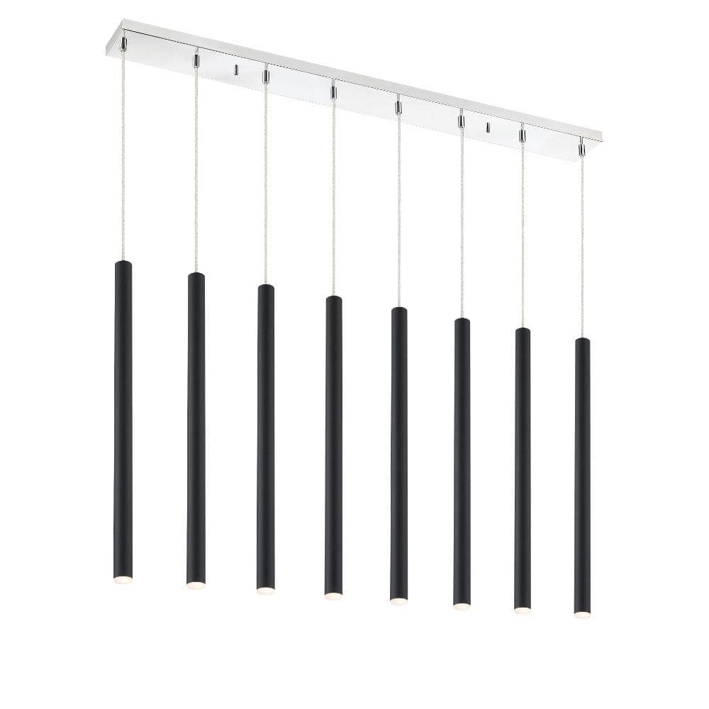 Forest 5-Watt 8-Light Integrated LED Chrome Shaded Chandelier with Matte Bl