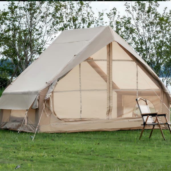 6.6 ft. D x 9.8 ft. W Beige Inflatable Tent with Pump and 12-Mesh Window