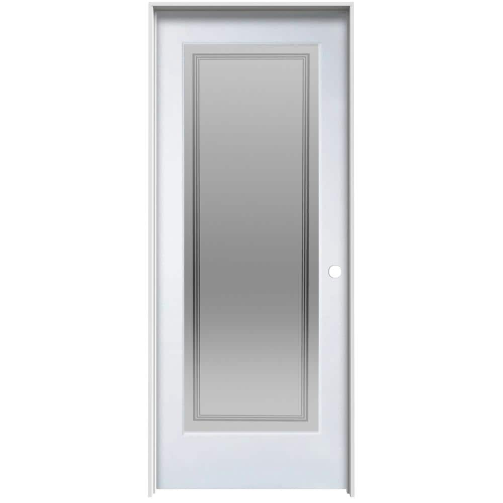 Stanley Doors 32 in. x 80 in. Art Deco Rectangular Mini Lite 2-Panel  Painted White Left-Hand Inswing Steel Prehung Front Door 1320A-A-32-L-Z -  The Home Depot