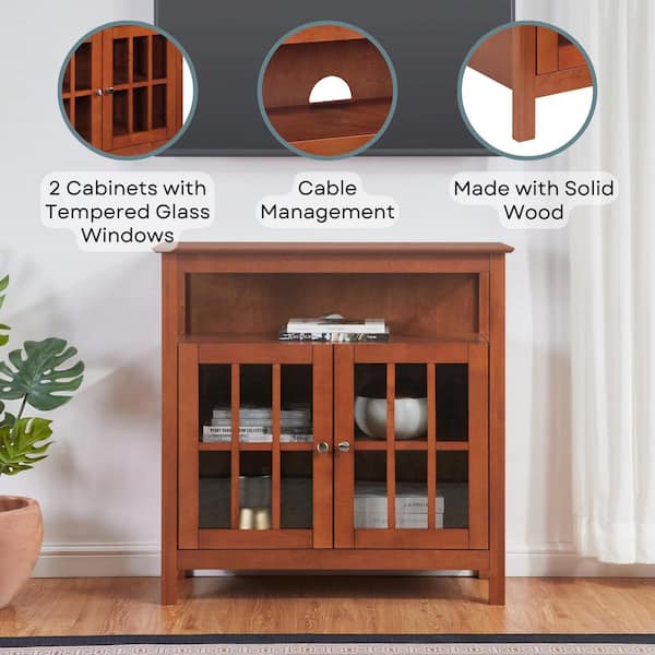 Convenience Concepts Big Sur 36 in. Cherry Wood TV Stand Fits TVs