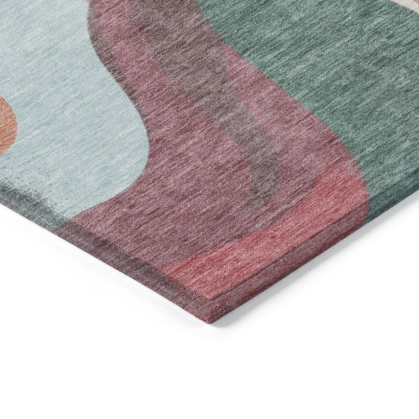 Chantille Machine Washable Indoor/Outdoor Abstract ACN2186 Coral 8 ft. x 8 ft. Area Rug