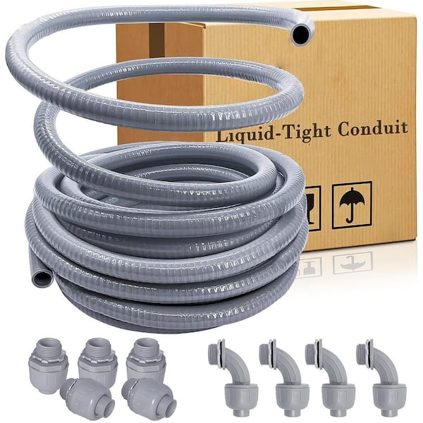 0.5 in. x 50 ft. Gray Flexible Non Metallic Liquid Tight Electrical Conduit, Made from High-Quality Virgin PVC
