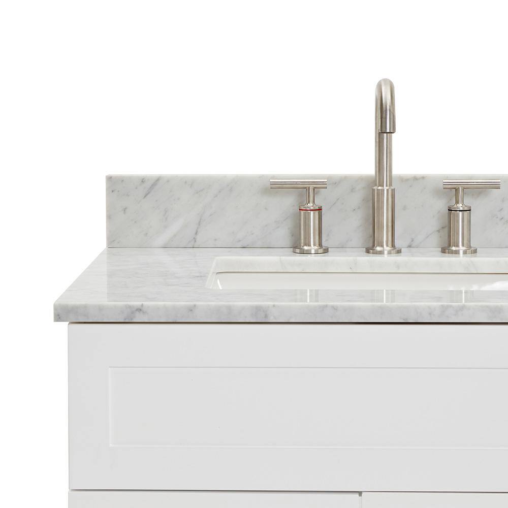 White Carrara Marble Top Single Basin Vanity Set