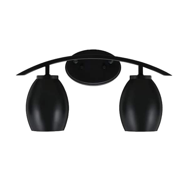 Unbranded Siena 18.25 in. 2-Light Vanity Light Matte Black with Matte Black Metal Shades