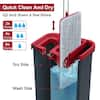 Red and White Microfiber Flat Mop and Bucket System with Broom NY562MS -  The Home Depot