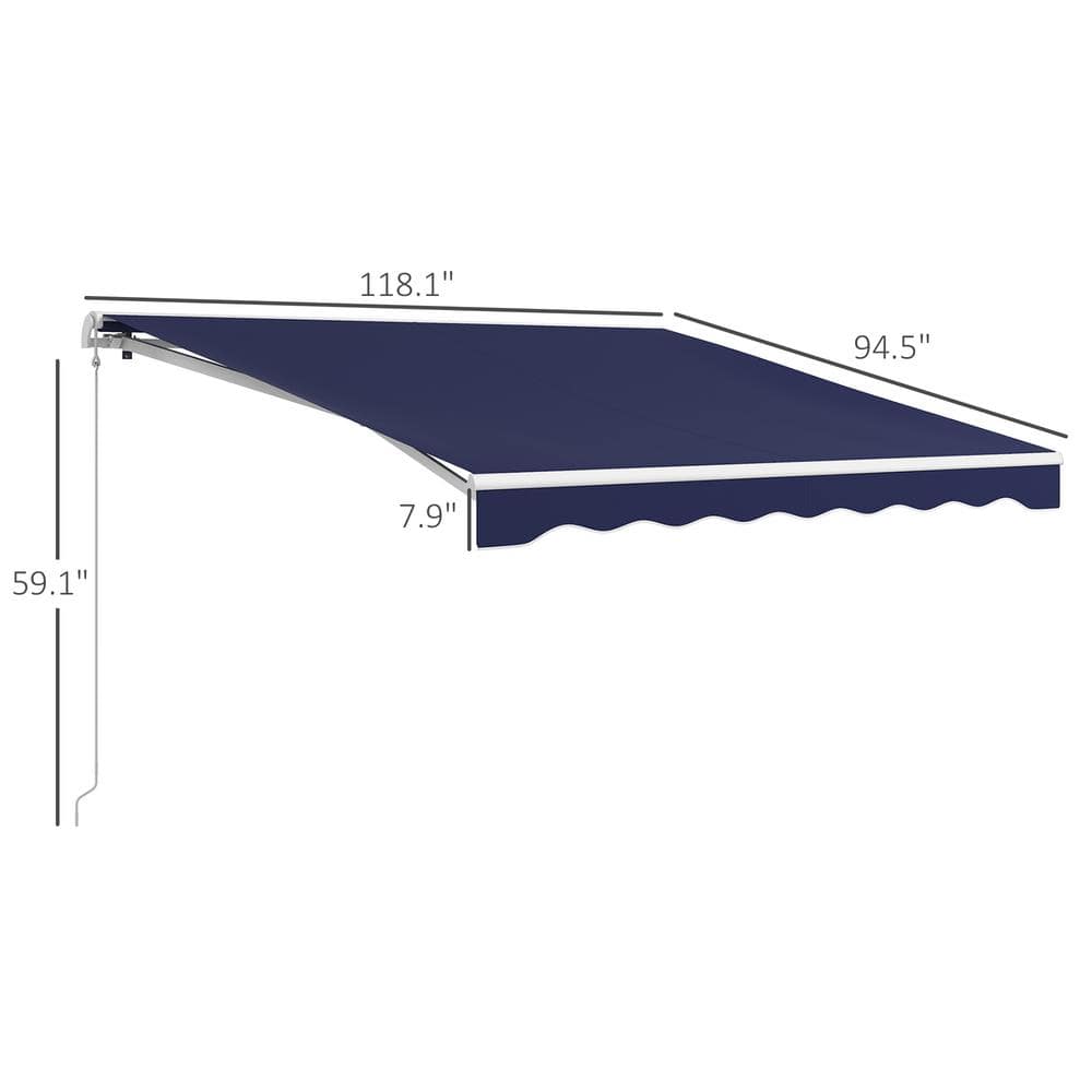 Outsunny 10' x 8' Dark Blue Motorized Retractable Awning