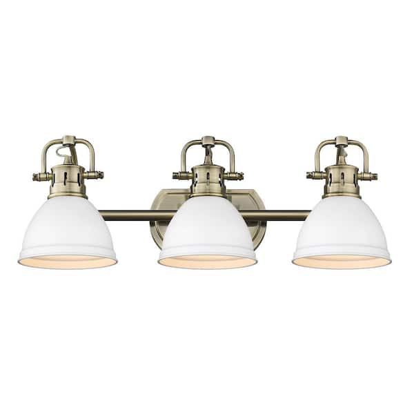 Golden Lighting Duncan AB 8.125 in. 3-Light Aged Brass Vanity Light