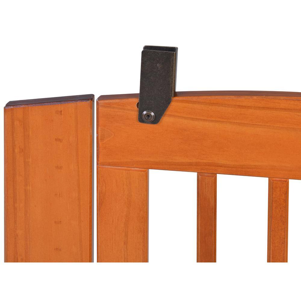 Gray 36" Solid Wood Freestanding Pet Gate with Swinging Door