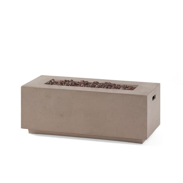 Concrete Rectangle Propane Gas Burning Outdoor Fire Pit in Light Grey 19 in. W x 40.25 in. L x 15 in. H