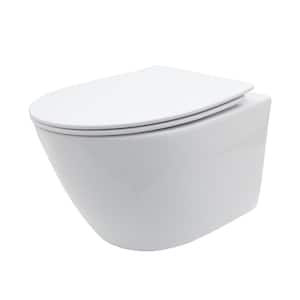 12 in. Rough In Elongated Wall Hung Wall Mounted Toilet Bowl in Glossy White