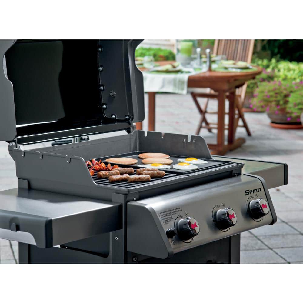 Large Black Porcelain-Enameled Cast Iron Grill Griddle