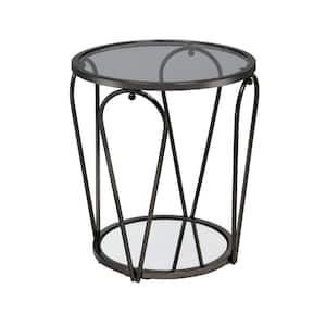 Orrum 20 in. Gray Round Glass End Table