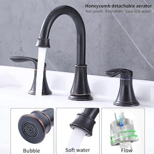 8 in. Widespread Bathroom Sink Faucet with 360-Degree Swivel Spout in Oil-Rubbed Bronze