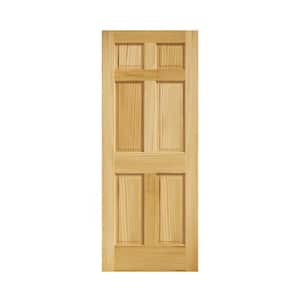 30 in. x 80 in. x 1-3/8 in. 6-Panel Clear Pine Wood Solid Core Interior Door Slab