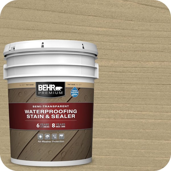 BEHR PREMIUM 5 gal. #ST-133 Yellow Cream Semi-Transparent Waterproofing Exterior Wood Stain and Sealer