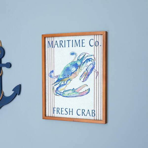 Stratton Home Decor Coastal Textured Fresh Crab Framed Wall Art