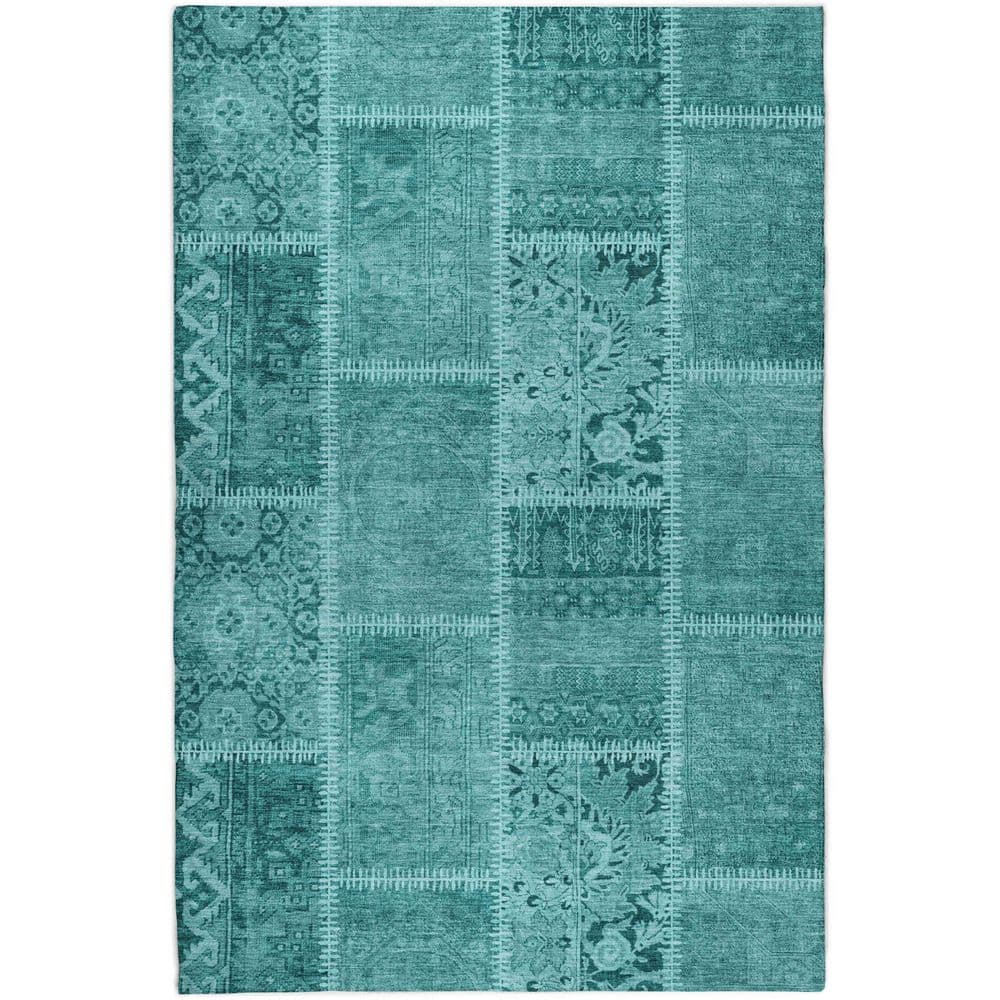 Dream Shag Premium Machine Washable Abstract ADS635 Turquoise 8 ft. x 10 ft. Area Rug price history on PriceWatchPro