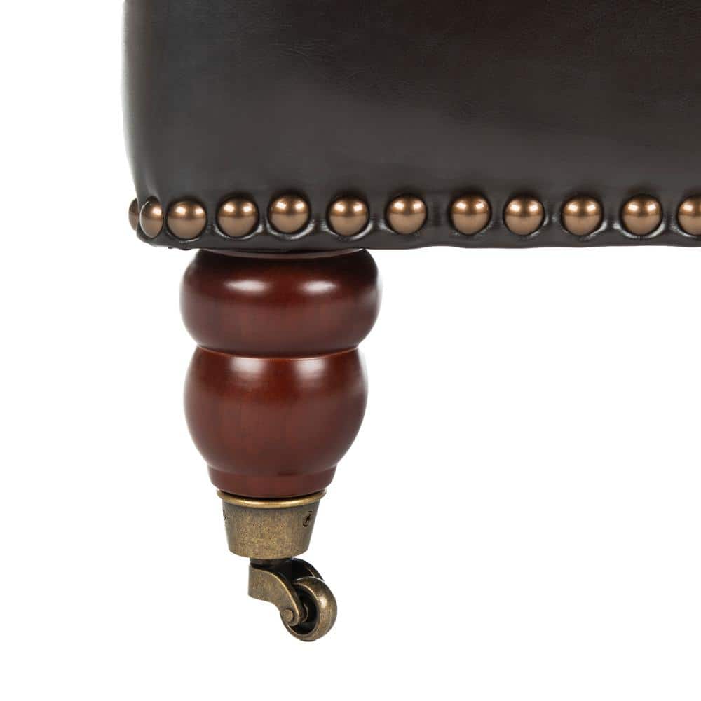 Colin Brown Leather Tufted Accent Chair with Birch Legs