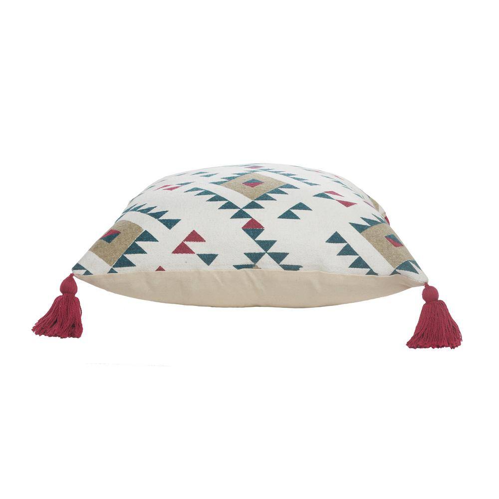 Gemma Multicolor Cotton Geometric Throw Pillows with Tassels, 20" x 20", Set of 2