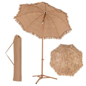 6.5 ft. Metal Beach Umbrella in Natural