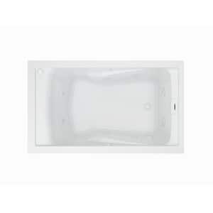 EverClean Reversible Drain 60 in. Acrylic Rectangular Drop-in 8-Jet Whirlpool Bathtub in White