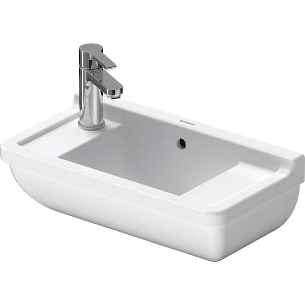 Duravit Starck 3 6.25 in. Wall-Mounted Rectangular Bathroom Sink in White