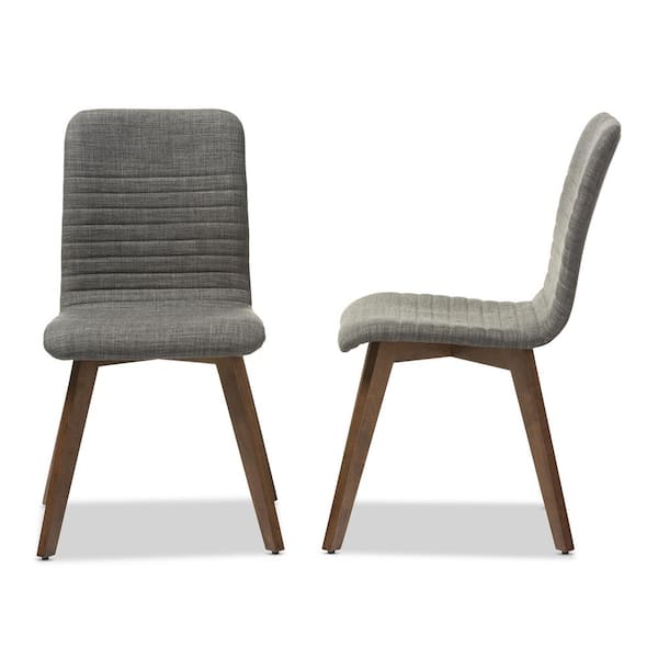 Baxton Studio Sugar Gray Fabric Upholstered Dining Chairs (Set of 2)