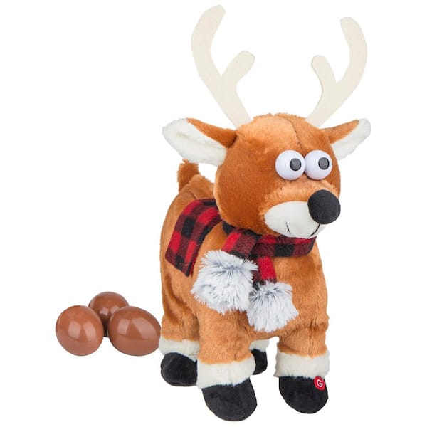 12.99 in. Christmas Animated Plush Egg Drop Reindeer