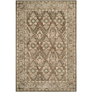 Anatolia Brown/Beige 6 ft. x 9 ft. Border Floral Medallion Area Rug