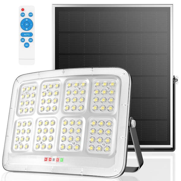 1500-Watt 3500 Lumens White Outdoor Integrated LED Flood Light with Remote Control and Motion Sensor