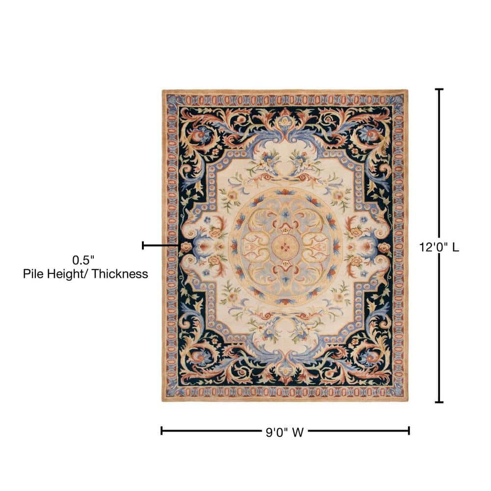 Ivory Handmade Wool Tufted 9' x 12' Rectangular Rug
