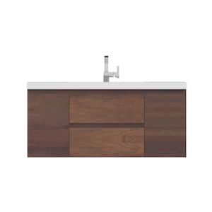 Paterno 48 in. W x 19 in. D Wall Mount Bath Vanity in Rosewood with Acrylic Vanity Top in White with White Basin