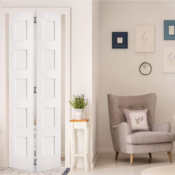 Krosswood Doors 24 in. x 80 in. Shaker 5-Panel Solid Core Primed