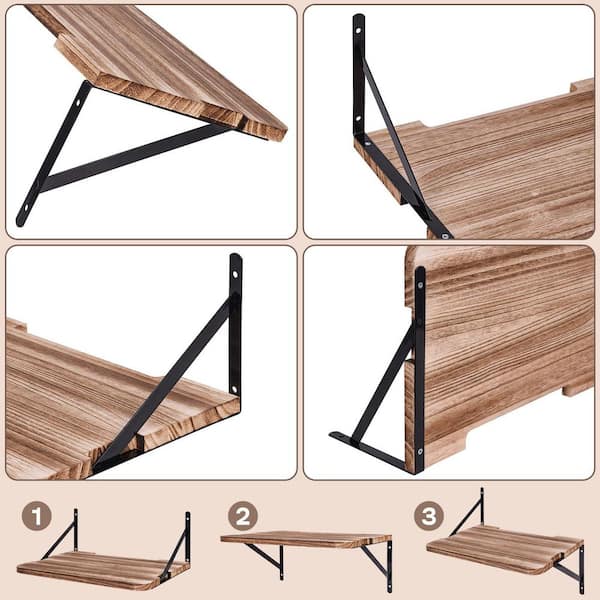 Vrbgify Wall Mount Projector Router Shelf 16.2 x 11 in. Wood Metal
