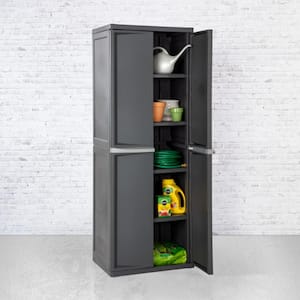 Adjustable 4-Shelf Gray Storage Cabinet with Doors